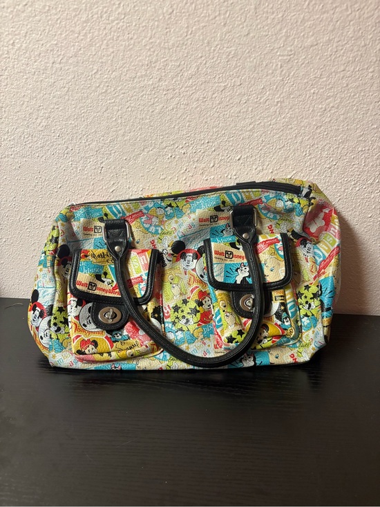 Disney Handbags - Disney Parks Character Collage Satchel Handbag Faux Leather Purse
